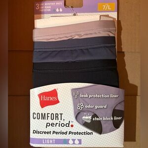 Hanes Women’s Comfort Period Underwear - 3 Pack - Size Large - Light Protection